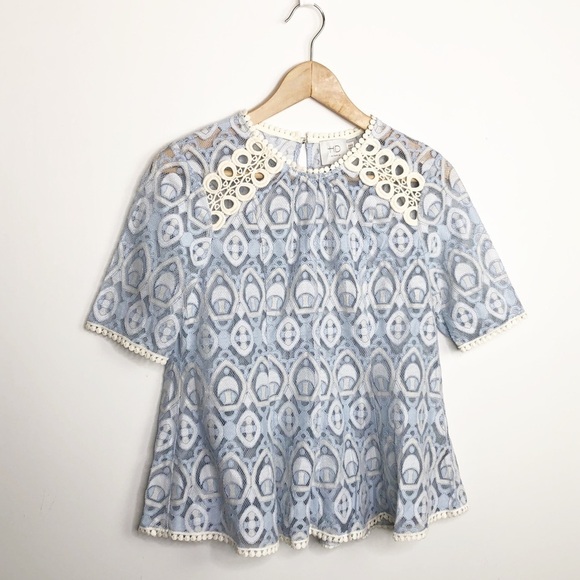 HD in Paris by Anthro, blue lace CIGNA blouse - Picture 9 of 11